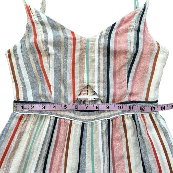 American Eagle Outfitters - Keyhole Front Striped Linen Romper - Women’s Size M - Picture 10 of 12